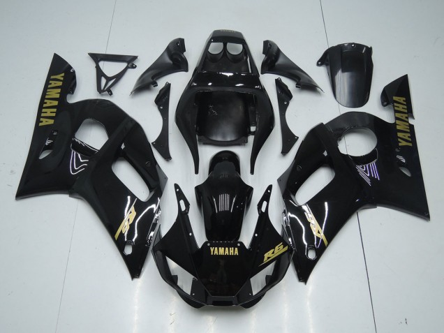 Glänzend Schwarz Gold Aufkleber Yamaha R6 98-02 Motorrad Verkleidungen