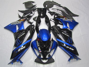 Schwarz Blaus Monster Kawasaki ZX6R 09-12 Motorrad Verkleidungen