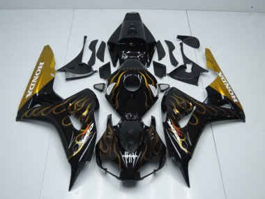 Schwarz Gold Flamme Honda CBR 1000 RR 06-07 Motorrad Verkleidungen