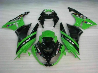 Schwarz Grün Kawasaki ZX6R 09-12 Motorrad Verkleidungen Komplett Sets