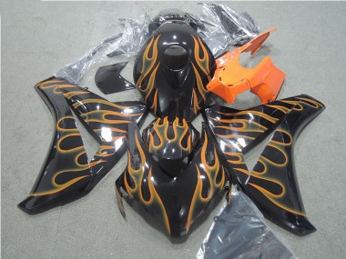 Schwarz Orange Flamme Honda CBR 1000 RR 08-11 Motorrad Verkleidungen