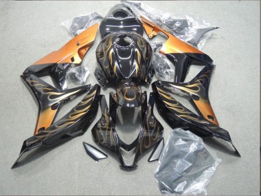 Schwarz Orange Flamme Honda CBR 600 RR 07-08 Motorrad Verkleidungen