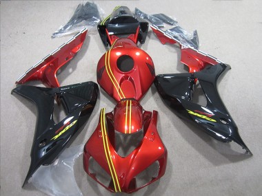 Schwarz Rot Gelb Honda CBR 1000 RR 06-07 Motorrad Verkleidung